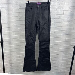 Edikted Luna Faux Leather Flare Pants Black Womens Size M Goth Rave Y2K Edgy
